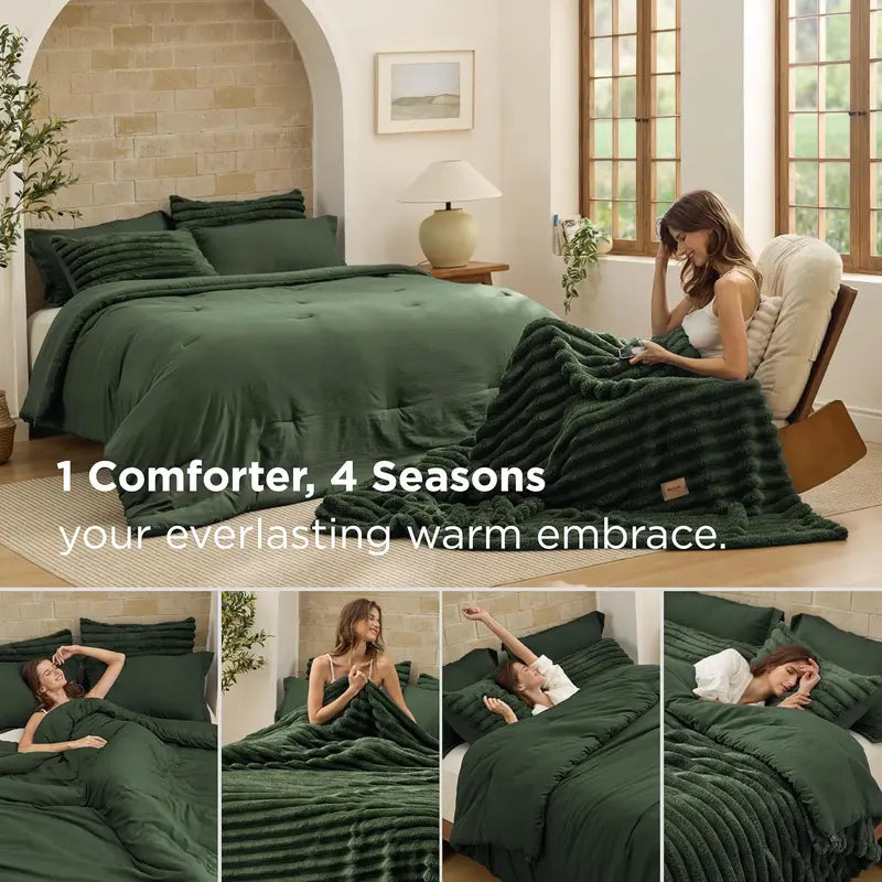 6-Piece Gentlesoft 2-in-1 Comforter Set All-Season Detachable Blanket with SnapTech