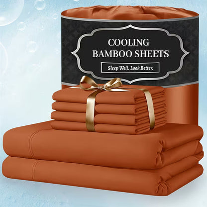 Extra Deep Pocket Bamboo Sheets - 6 Pcs Breathable & Cooling Bed Sheet Set